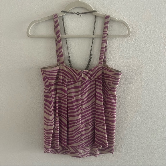 REBECCA TAYLOR Silk Ribbed Zebra Purple Shirt - Picture 2 of 4